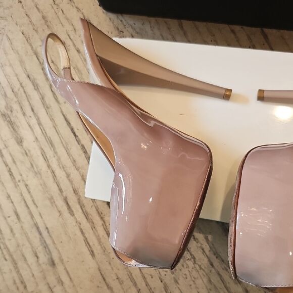 Giuseppe Zanotti Size 7.5 Nude Peep Toe Platform Heels 37.5 - Picture 3 of 15